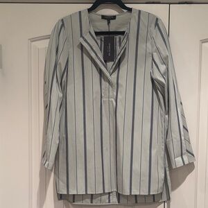 Lafayette 148 New York Striped 100% Cotton Long Sleeve Shirt Small